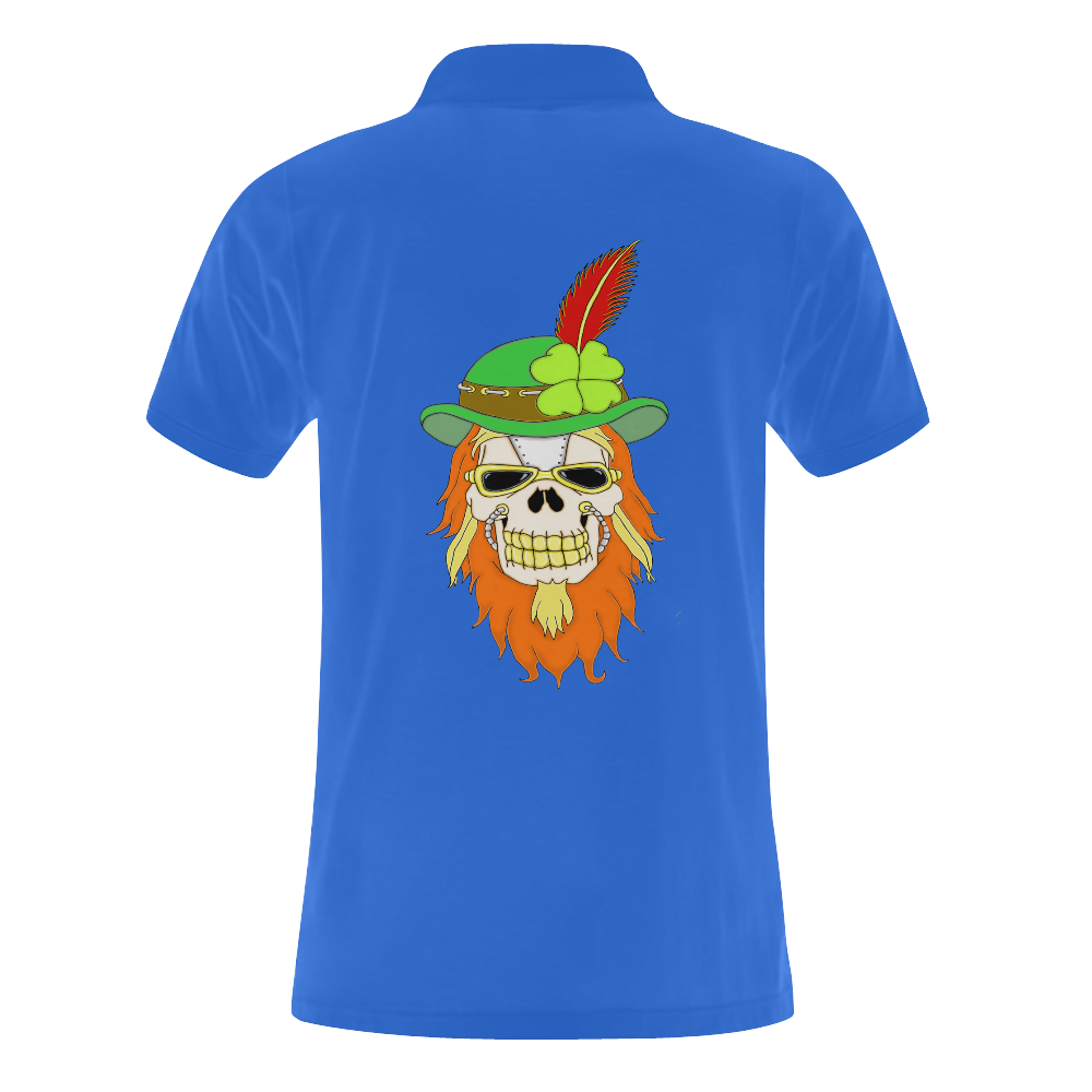 Irish Sugar Skull Blue Men's Polo Shirt (Model T24)