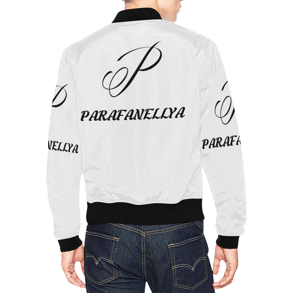 Parafanellya Stylish Black & White All Over Print Bomber Jacket for Men (Model H19)