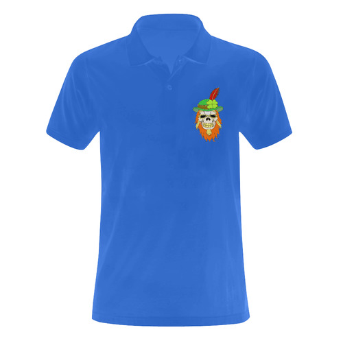 Irish Sugar Skull Blue Men's Polo Shirt (Model T24)