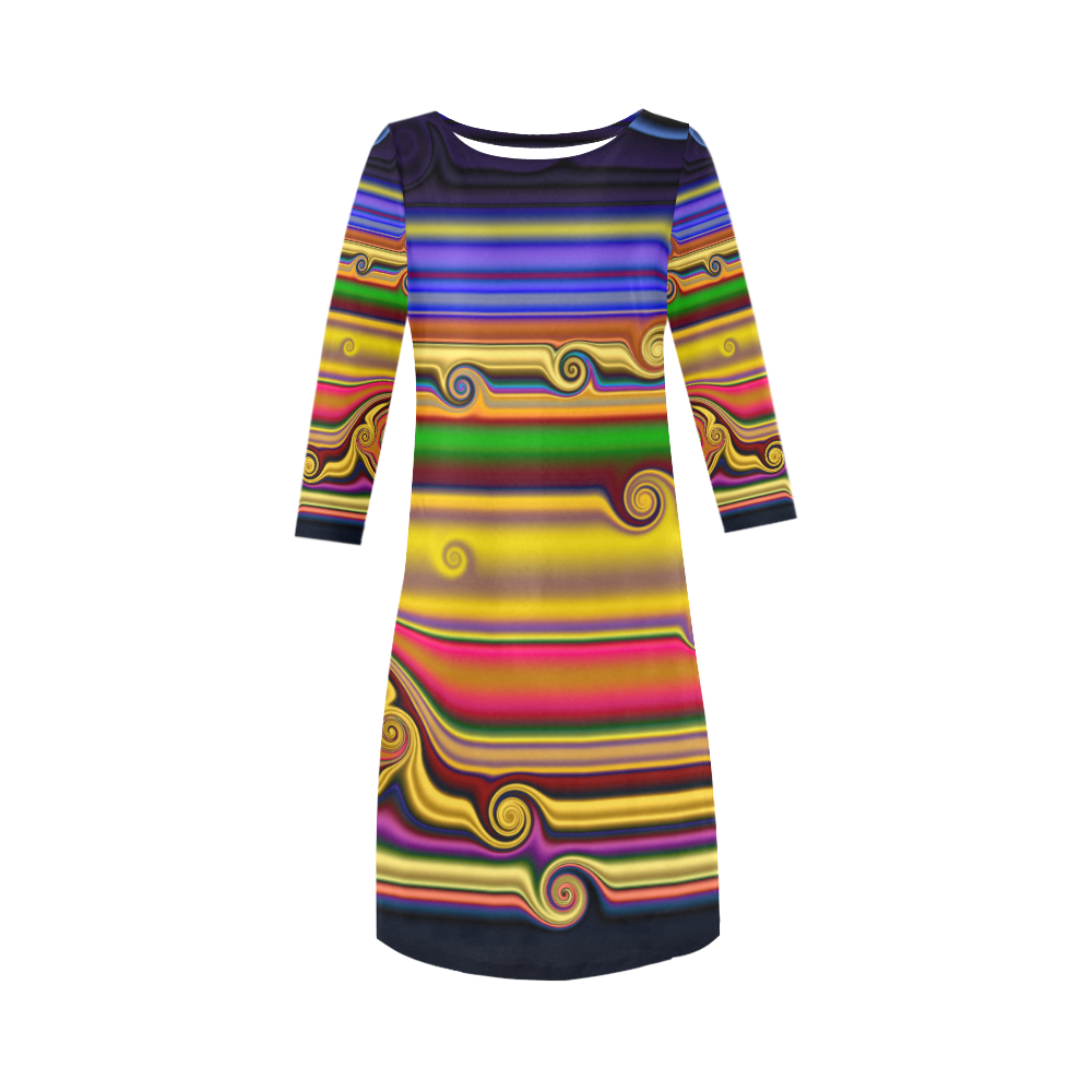 Psychedelic Twirls Round Collar Dress (D22)