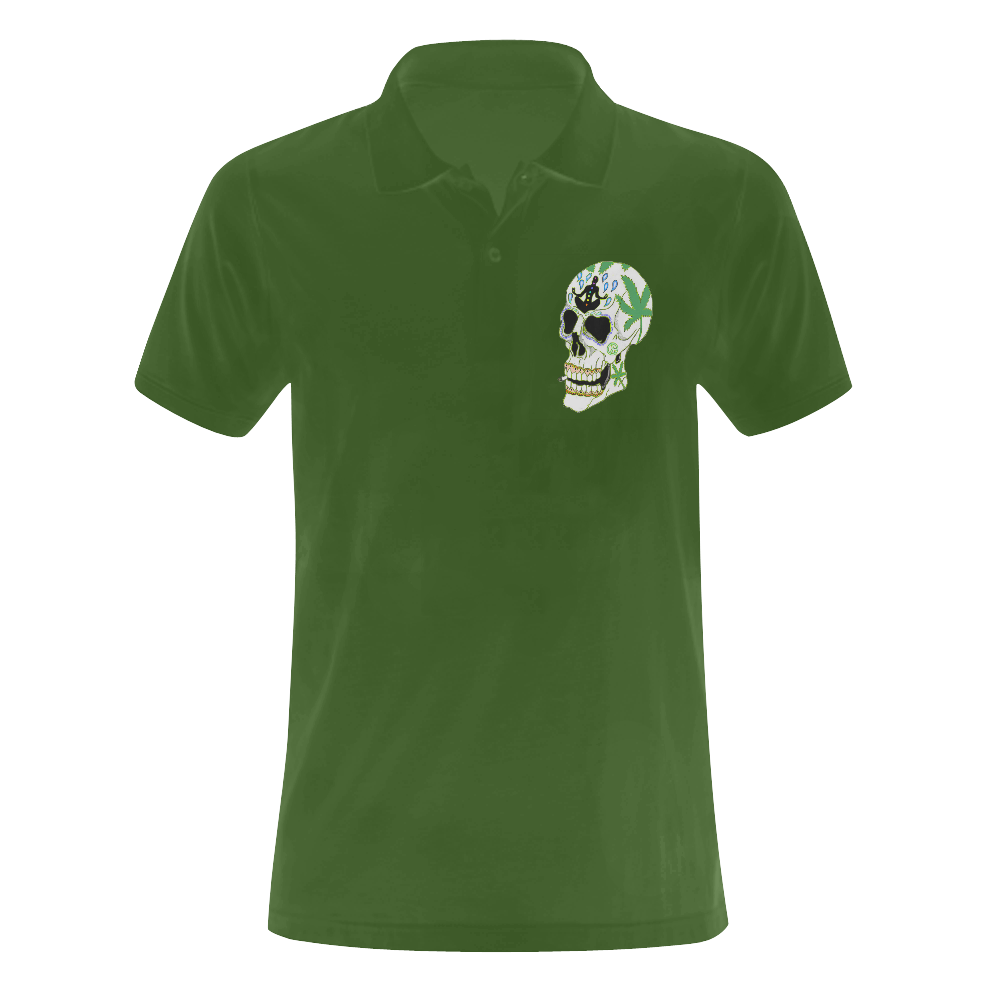 Enlightenment Sugar Skull Green Men's Polo Shirt (Model T24)