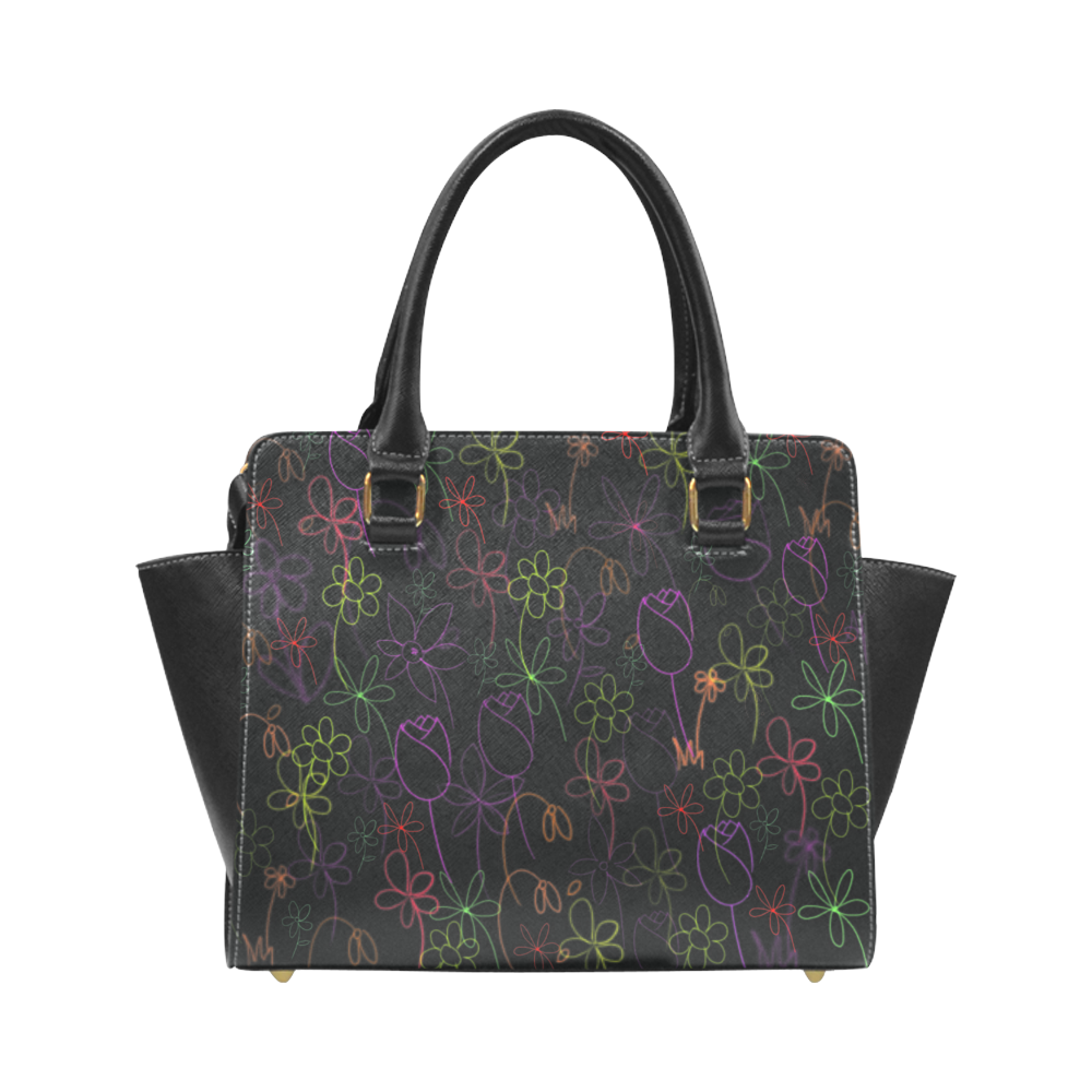 Flowers Rivet Shoulder Handbag (Model 1645)