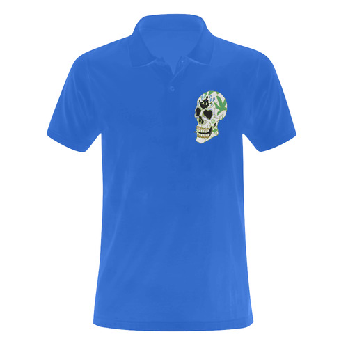 Enlightenment Sugar Skull Blue Men's Polo Shirt (Model T24)