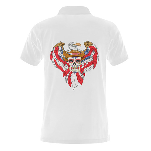American Eagle Sugar Skull White Men's Polo Shirt (Model T24)