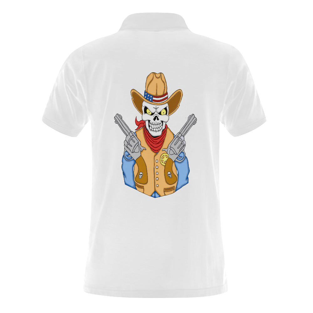 Sheriff Cowboy Sugar Skull White Men's Polo Shirt (Model T24)