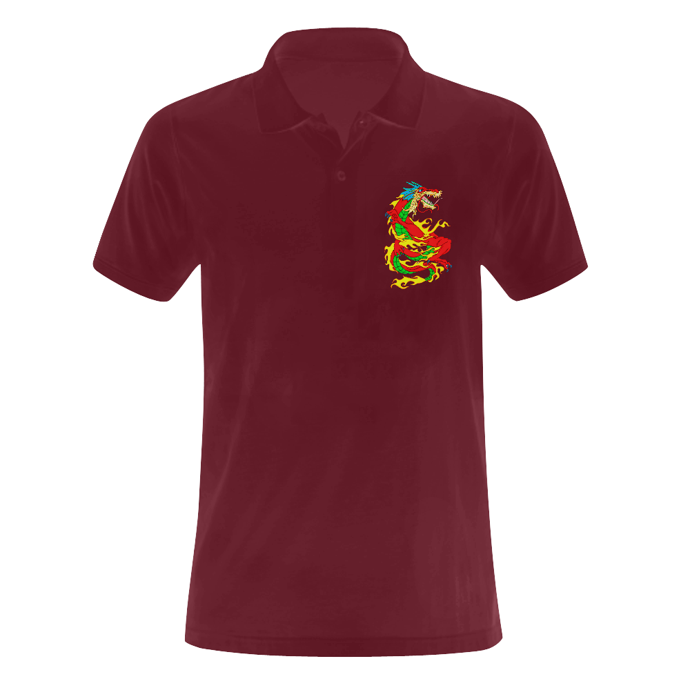 Red Chinese Dragon Red Men's Polo Shirt (Model T24)