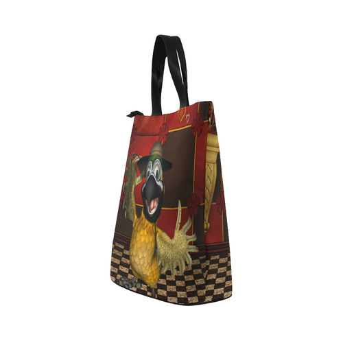 Funny parrot with summer hat Nylon Lunch Tote Bag (Model 1670)