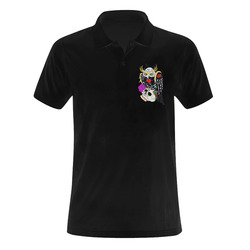 Owl Sugar Skull Black Men's Polo Shirt (Model T24)