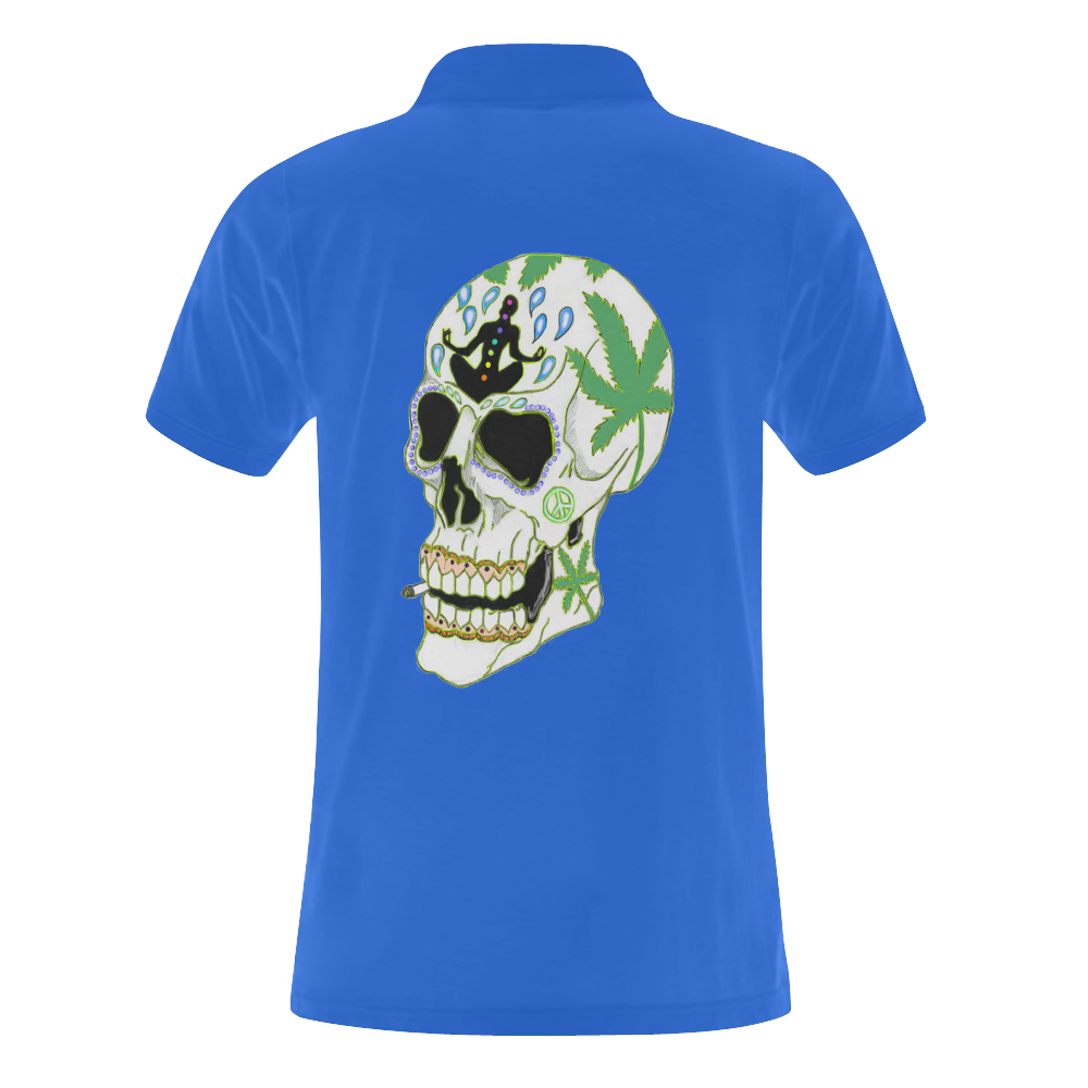 Enlightenment Sugar Skull Blue Men's Polo Shirt (Model T24)