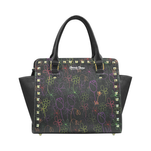 Flowers Rivet Shoulder Handbag (Model 1645)