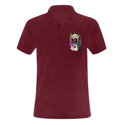 Owl Sugar Skull Red Men's Polo Shirt (Model T24)