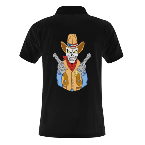 Sheriff Cowboy Sugar Skull Black Men's Polo Shirt (Model T24)