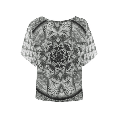 blackandwhite20160704 Women's Batwing-Sleeved Blouse T shirt (Model T44)