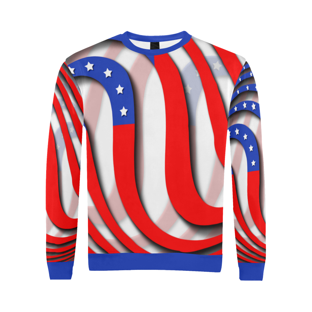 Flag of United States of America All Over Print Crewneck Sweatshirt for Men (Model H18)