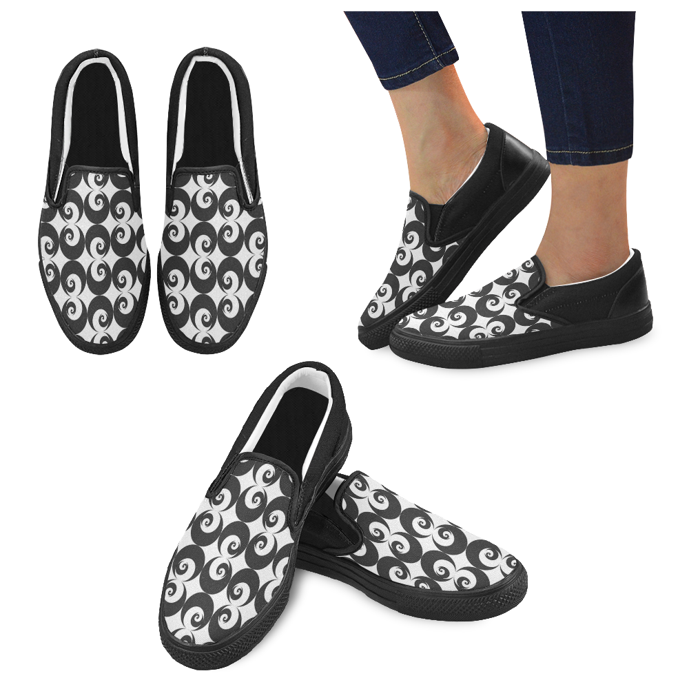 Fibonacci rose pattern 6 Women's Unusual Slip-on Canvas Shoes (Model 019)