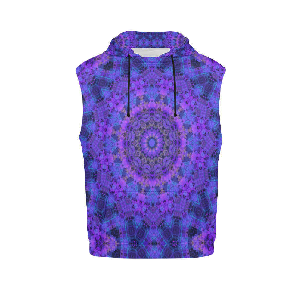 Mandala in Purple/Blue All Over Print Sleeveless Hoodie for Men (Model H15)