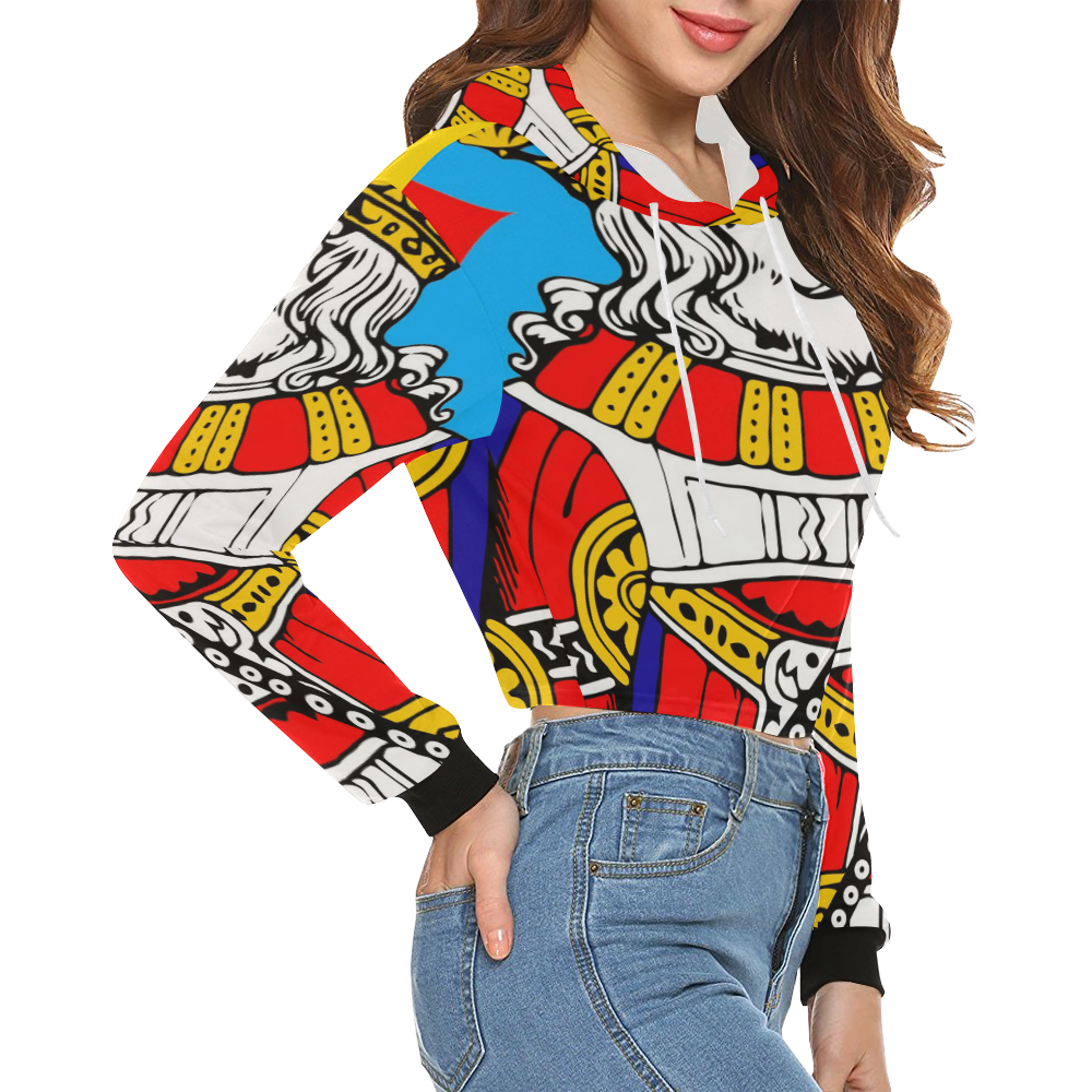 KING OF DIAMONDS (LARGE) All Over Print Crop Hoodie for Women (Model H22)