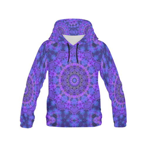 Mandala in Purple/Blue All Over Print Hoodie for Men/Large Size (USA Size) (Model H13)
