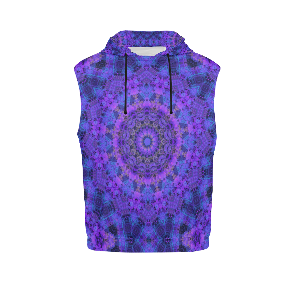 Mandala in Purple/Blue All Over Print Sleeveless Hoodie for Women (Model H15)
