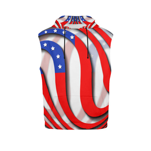 Flag of United States of America All Over Print Sleeveless Hoodie for Women (Model H15)