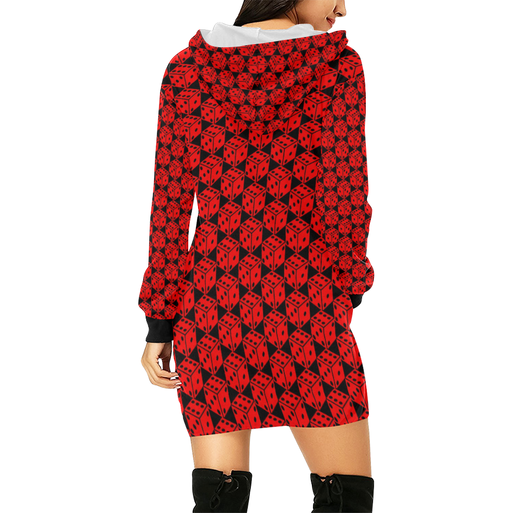 DICE All Over Print Hoodie Mini Dress (Model H27)