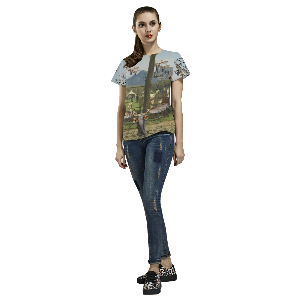 ANIMAL MIX - A SURPRISE AT THE RACES II All Over Print T-Shirt for Women (USA Size) (Model T40)