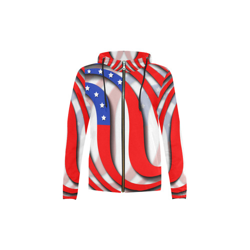 Flag of United States of America All Over Print Full Zip Hoodie for Kid (Model H14)