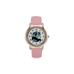 Sugar Skull Horse Turquoise Roses Women's Rose Gold Leather Strap Watch(Model 201)