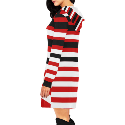 stripes All Over Print Hoodie Mini Dress (Model H27)
