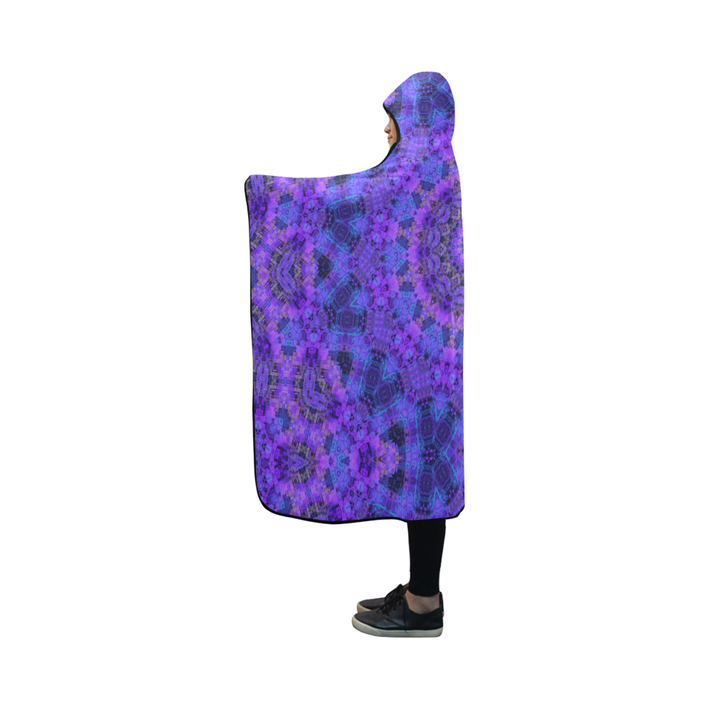 Mandala in Purple/Blue Hooded Blanket 50''x40''