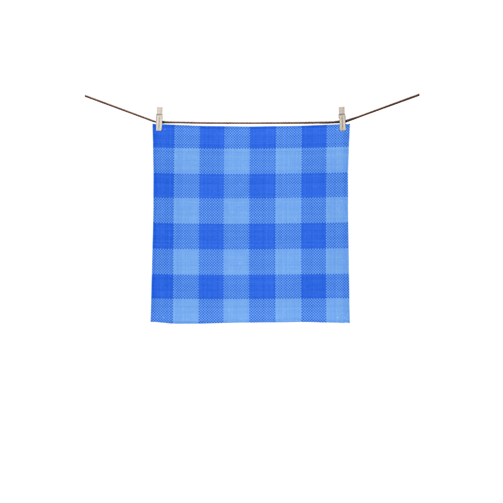 Soft Blue Plaid Square Towel 13“x13”