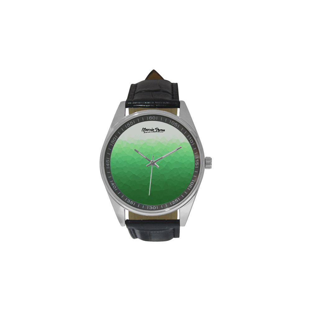 Green Waves Men's Casual Leather Strap Watch(Model 211)