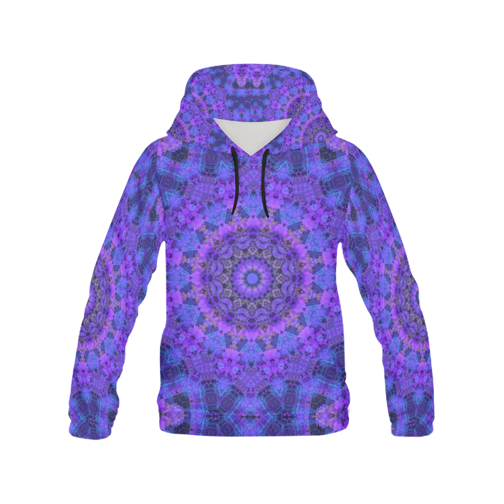 Mandala in Purple/Blue All Over Print Hoodie for Women (USA Size) (Model H13)