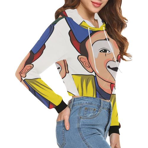 CLOWN THREE All Over Print Crop Hoodie for Women (Model H22)