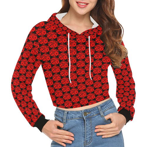 DICE All Over Print Crop Hoodie for Women (Model H22)