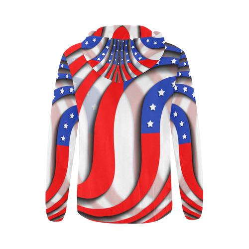 Flag of United States of America All Over Print Full Zip Hoodie for Women (Model H14)