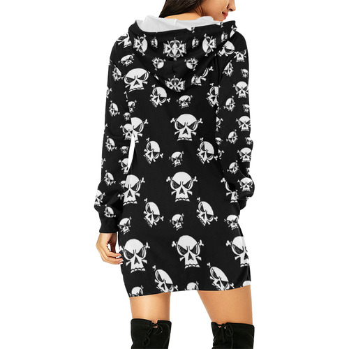 Skull Boys All Over Print Hoodie Mini Dress (Model H27)