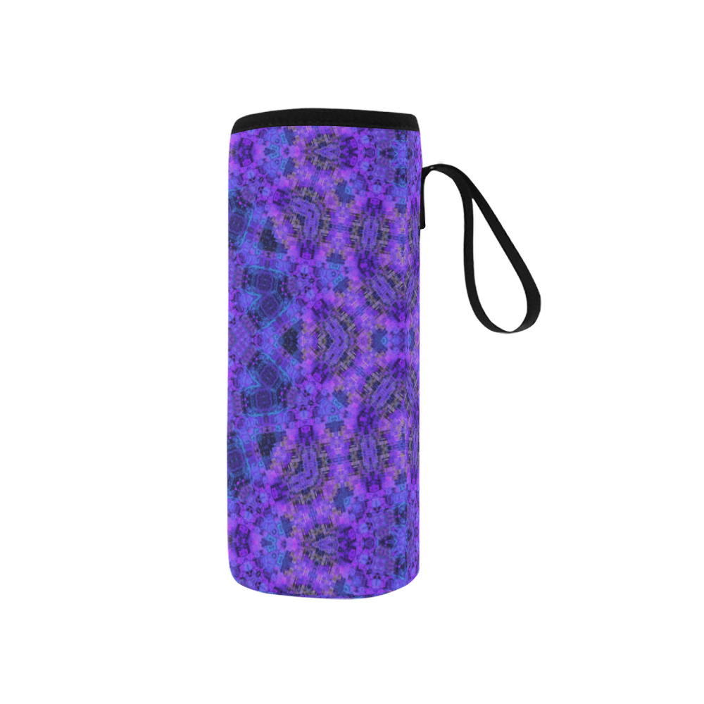Mandala in Purple/Blue Neoprene Water Bottle Pouch/Small
