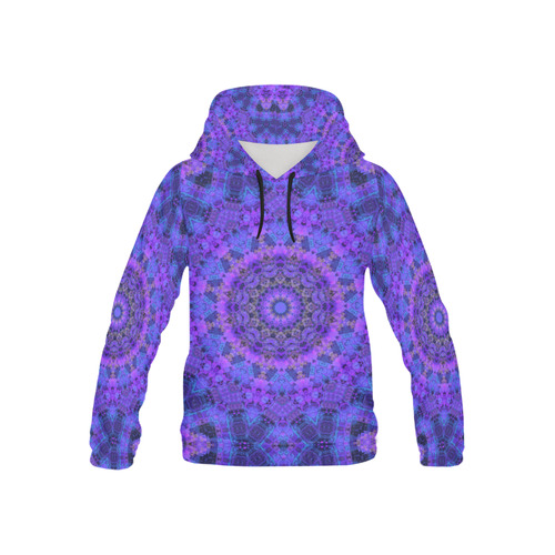 Mandala in Purple/Blue All Over Print Hoodie for Kid (USA Size) (Model H13)