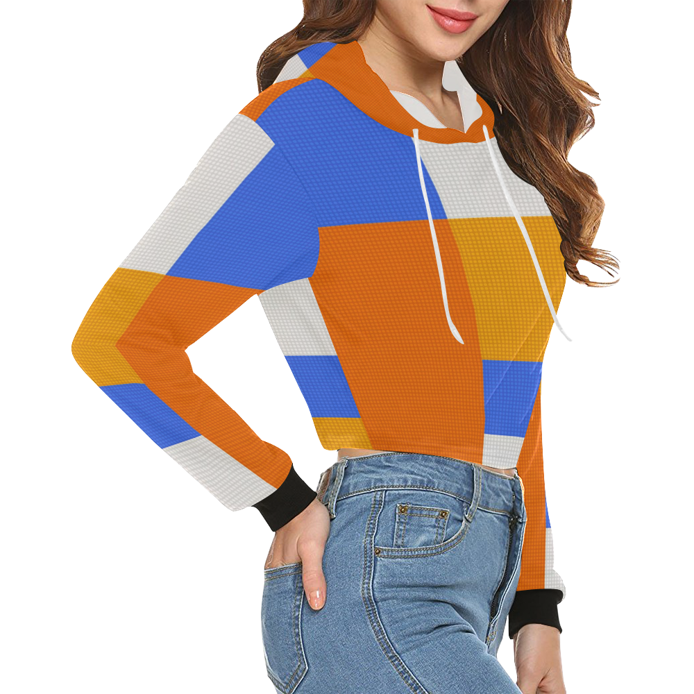 DESIGN 7575 All Over Print Crop Hoodie for Women (Model H22)