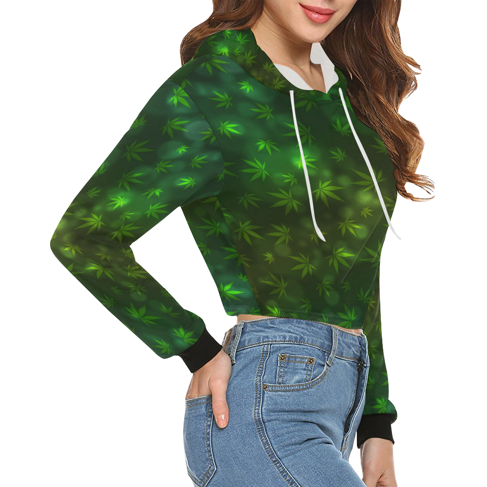 4-20 All Over Print Crop Hoodie for Women (Model H22)