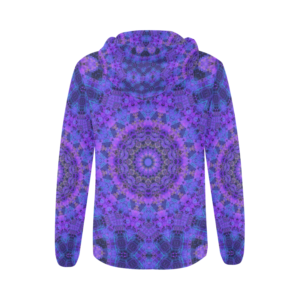 Mandala in Purple/Blue All Over Print Full Zip Hoodie for Women (Model H14)