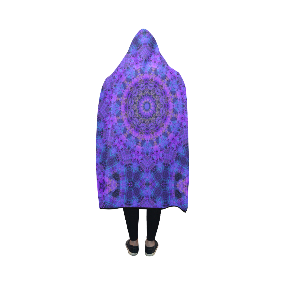 Mandala in Purple/Blue Hooded Blanket 50''x40''