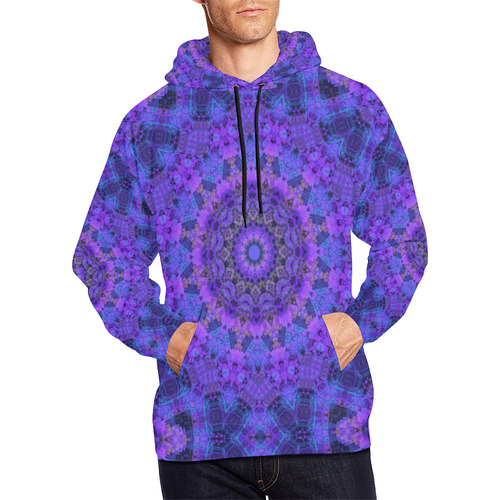 Mandala in Purple/Blue All Over Print Hoodie for Men/Large Size (USA Size) (Model H13)