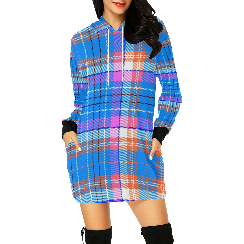 TARTAN 9013 All Over Print Hoodie Mini Dress (Model H27)
