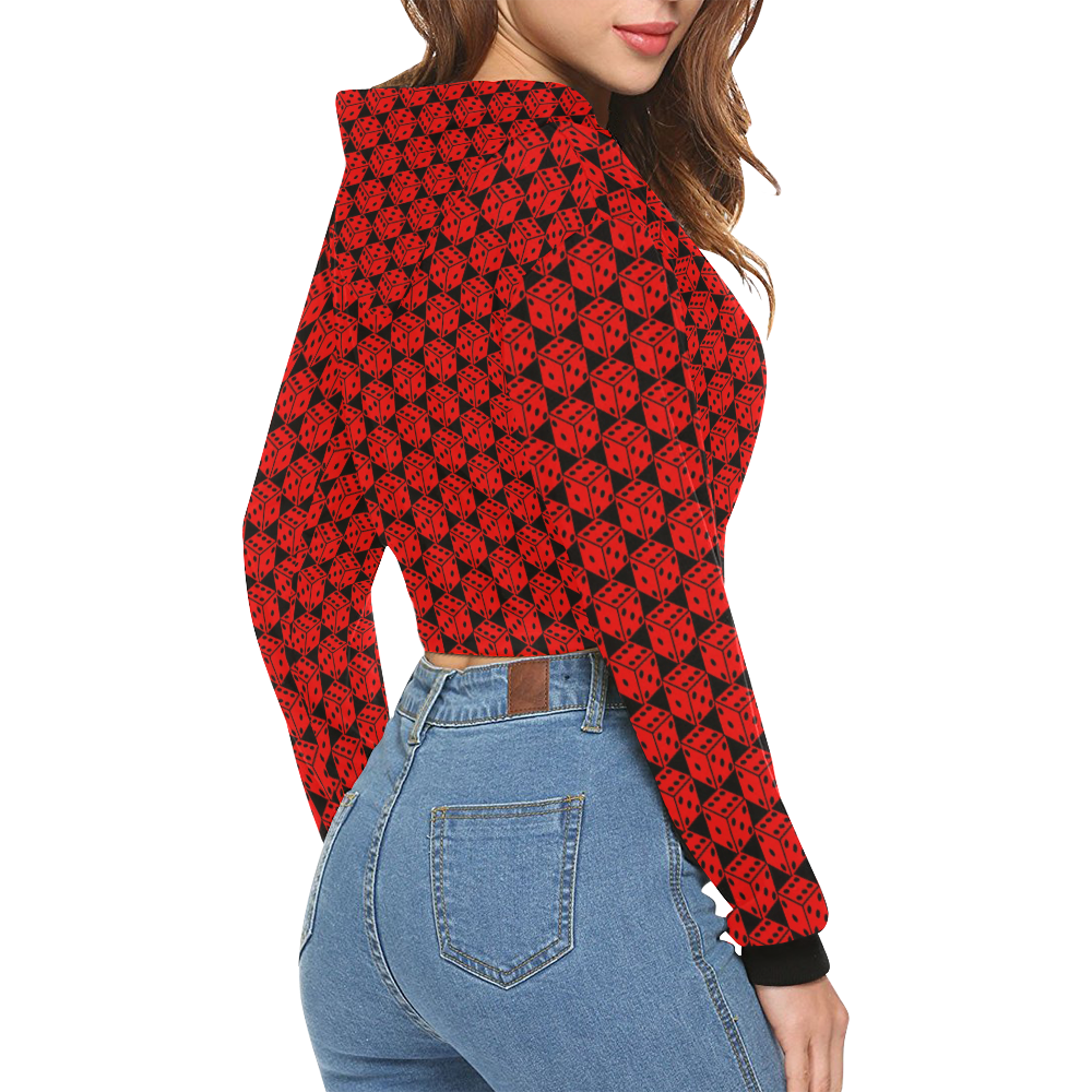 DICE All Over Print Crop Hoodie for Women (Model H22)