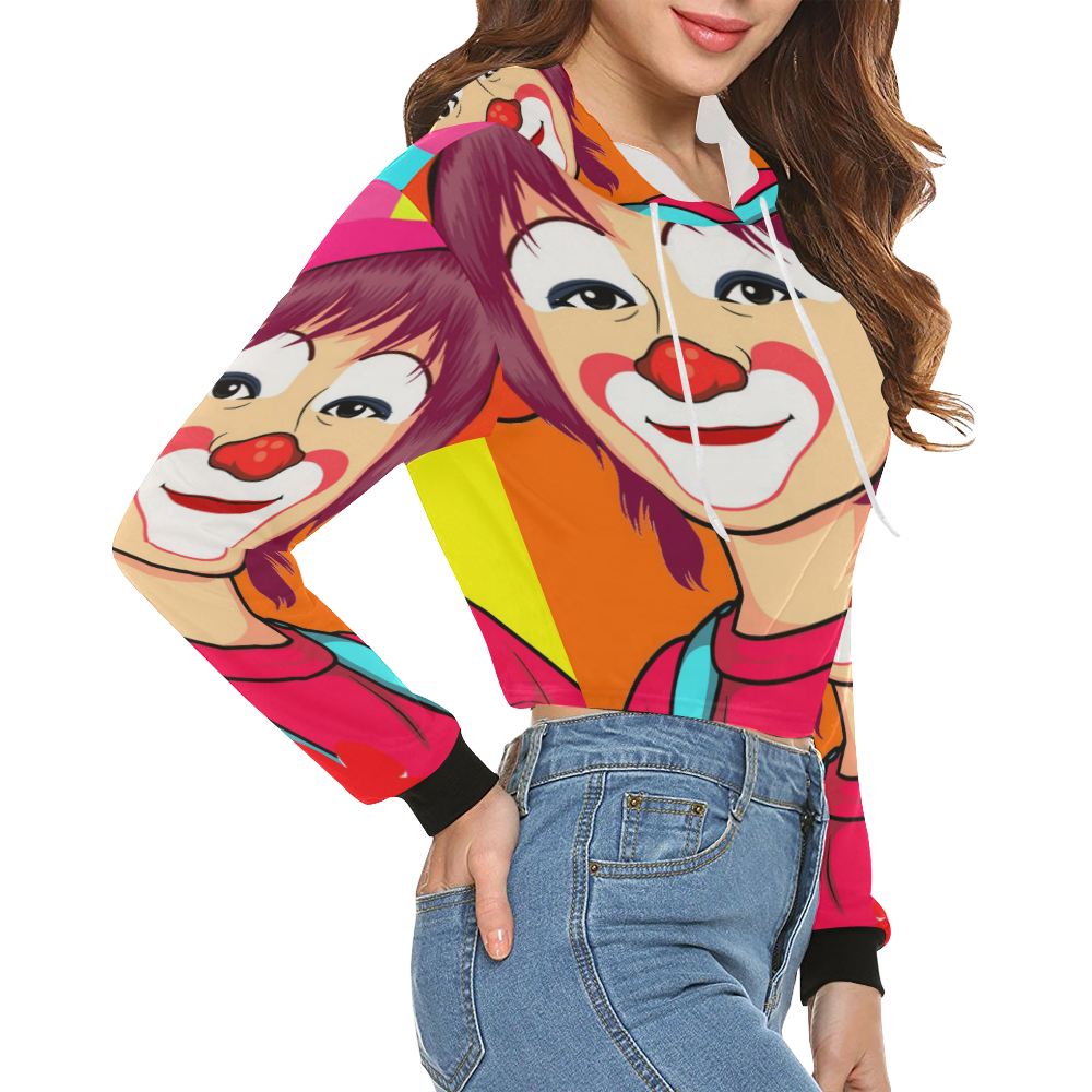 CLOWN ONE All Over Print Crop Hoodie for Women (Model H22)