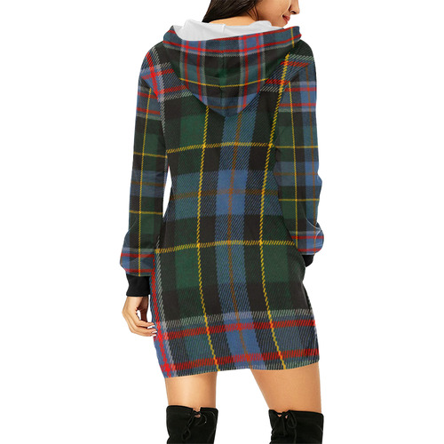 WISCONSIN TARTAN All Over Print Hoodie Mini Dress (Model H27)