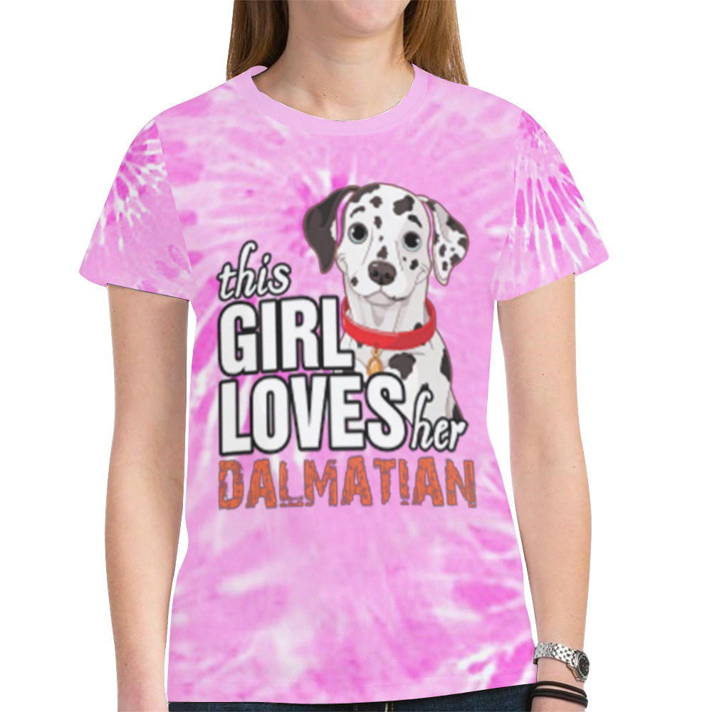 This Girl Loves Her Dalmatian New All Over Print T-shirt for Women (Model T45)