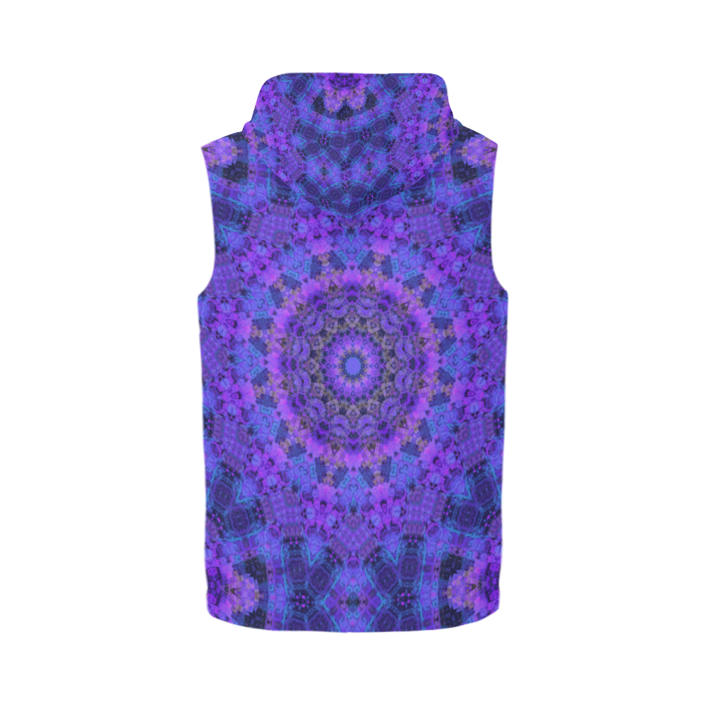 Mandala in Purple/Blue All Over Print Sleeveless Zip Up Hoodie for Men (Model H16)